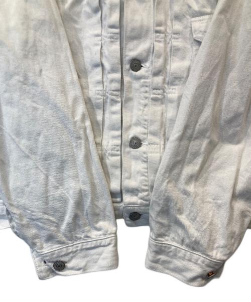 gold（ゴールド）gold (ゴールド) RECYCLED WASTE SUVIN COTTON YARN 11.5oz. DENIM PLEATED BLOUSE　GL15470A ホワイト サイズ:38の古着・服飾アイテム