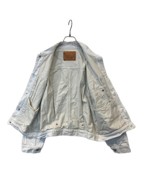 gold（ゴールド）gold (ゴールド) RECYCLED WASTE SUVIN COTTON YARN 11.5oz. DENIM PLEATED BLOUSE　GL15470A ホワイト サイズ:38の古着・服飾アイテム