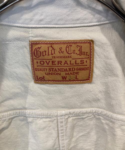 gold（ゴールド）gold (ゴールド) RECYCLED WASTE SUVIN COTTON YARN 11.5oz. DENIM PLEATED BLOUSE　GL15470A ホワイト サイズ:38の古着・服飾アイテム