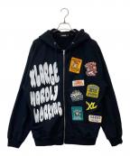 X-LARGEエクストララージ）の古着「MULTI LOGO ZIP UP HOODED SWEATSHIRT マルチロゴジップアップフーデッドスウェットシャツ 101244012003」｜ブラック