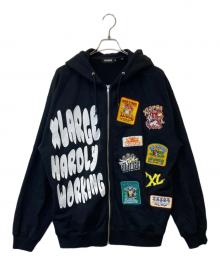 X-LARGE（エクストララージ）の古着「MULTI LOGO ZIP UP HOODED SWEATSHIRT マルチロゴジップアップフーデッドスウェットシャツ 101244012003」｜ブラック