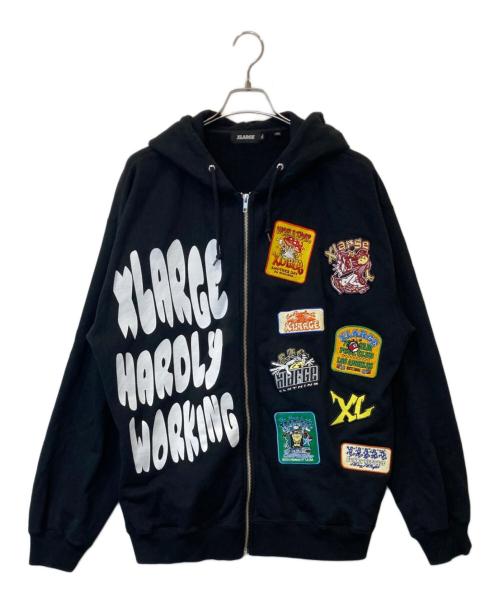 X-LARGE（エクストララージ）X-LARGE (エクストララージ) MULTI LOGO ZIP UP HOODED SWEATSHIRT マルチロゴジップアップフーデッドスウェットシャツ 101244012003 ブラック サイズ:XLの古着・服飾アイテム