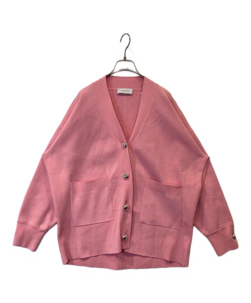 Adam et Rope（アダム エ ロペ）Adam et Rope (アダム エ ロペ) ロゴボタンミドルカーディガン　GAK-24180-B ピンク サイズ:FREEの古着・服飾アイテム