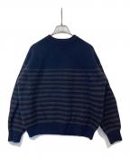 DRAWERドゥロワー）の古着「カシミヤ混ボーダーリブニット 6513-199-1081」｜ネイビー