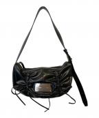 Matin Kimマーティン・キム）の古着「HALF SHIRRING RIBBON ROUND BAG 2way（ハーフシャーリングリボンラウンドバッグ 2way）」｜ブラック