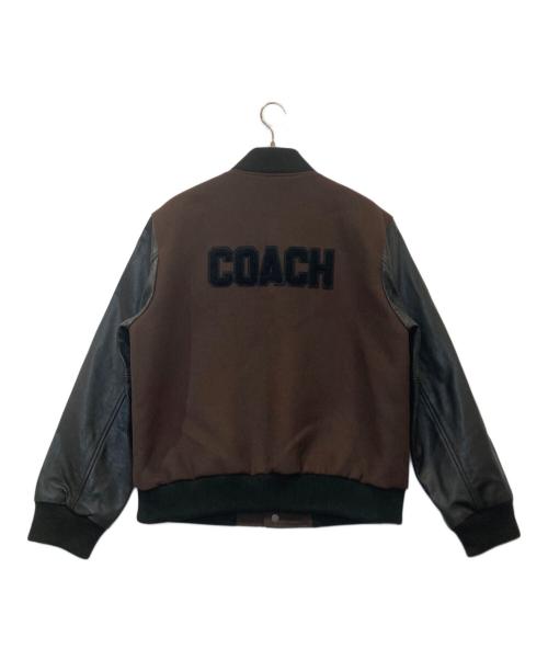 COACH（コーチ）COACH (コーチ) ウール ヴァーシティ ジャケット /CCQ47 ブラック×ブラウン サイズ:Mの古着・服飾アイテム