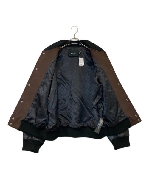 COACH（コーチ）COACH (コーチ) ウール ヴァーシティ ジャケット /CCQ47 ブラック×ブラウン サイズ:Mの古着・服飾アイテム