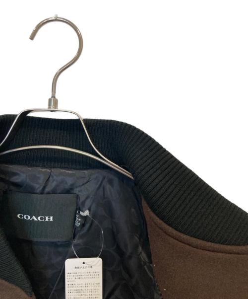 COACH（コーチ）COACH (コーチ) ウール ヴァーシティ ジャケット /CCQ47 ブラック×ブラウン サイズ:Mの古着・服飾アイテム