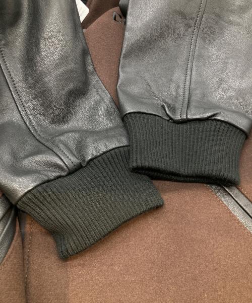 COACH（コーチ）COACH (コーチ) ウール ヴァーシティ ジャケット /CCQ47 ブラック×ブラウン サイズ:Mの古着・服飾アイテム