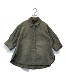 GRACE CONTINENTAL（（グレースコンチネンタル）の古着「ツイルハーフスリーブシャツ 0125341129」｜カーキ