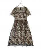 GRACE CONTINENTAL（グレースコンチネンタル）の古着「ドットフロッキー刺繍ワンピース」｜ベージュ