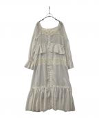 GRACE CONTINENTAL（グレースコンチネンタル）の古着「レースコンビカットジャガードワンピース 0125431109」｜アイボリー