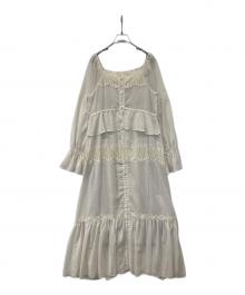 GRACE CONTINENTAL（（グレースコンチネンタル）の古着「レースコンビカットジャガードワンピース 0125431109」｜アイボリー