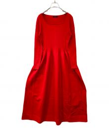 allureville（アルアバイル）の古着「ウエストマークコクーンニットワンピース/202510-14-030-43-020」｜レッド