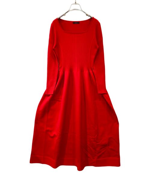 allureville（アルアバイル）allureville (アルアバイル) ウエストマークコクーンニットワンピース/202510-14-030-43-020 レッド サイズ:2の古着・服飾アイテム