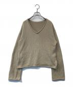 DEUXIEME CLASSEドゥーズィエム クラス）の古着「Cotton 3G Vneck Knit（コットン3G Vネックニット）24080560211010」｜ベージュ