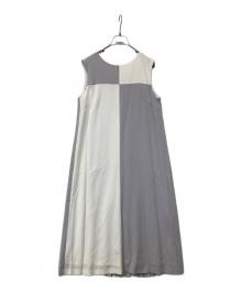 GRACE CLASS（グレースクラス）の古着「プリーツバイカラードレス　0222135109」｜グレー×ホワイト