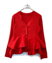 Diagram（ダイアグラム）の古着「ペプラムニットカーディガン/0325353368」｜レッド