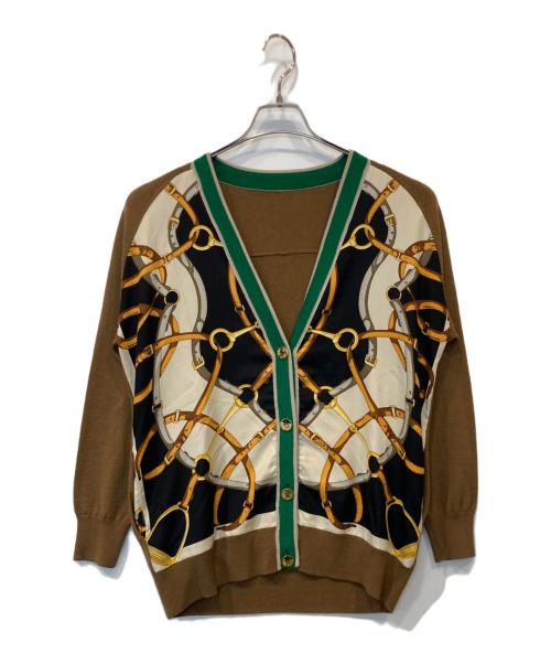 GRACE CLASS（グレースクラス）GRACE CLASS (グレースクラス) スカーフプリントニットカーディガン　29453225 ブラウン サイズ:36の古着・服飾アイテム