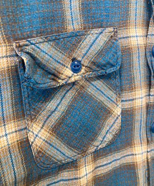 gold（ゴールド）gold (ゴールド) SOFT TWILL CHECK WORK SHIRT DAMAGED MODEL/ソフトツイルチェックワークシャツ ダメージモデル/GL28983 ブルー サイズ:Lの古着・服飾アイテム