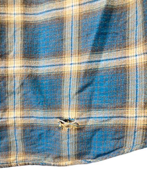 gold（ゴールド）gold (ゴールド) SOFT TWILL CHECK WORK SHIRT DAMAGED MODEL/ソフトツイルチェックワークシャツ ダメージモデル/GL28983 ブルー サイズ:Lの古着・服飾アイテム