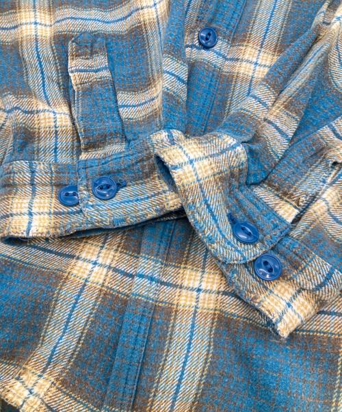 gold（ゴールド）gold (ゴールド) SOFT TWILL CHECK WORK SHIRT DAMAGED MODEL/ソフトツイルチェックワークシャツ ダメージモデル/GL28983 ブルー サイズ:Lの古着・服飾アイテム