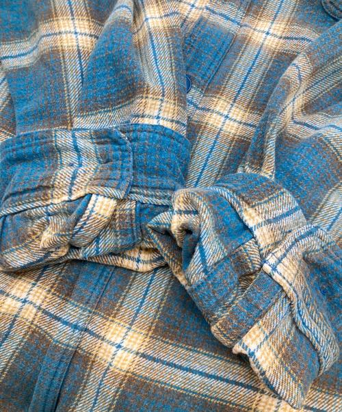 gold（ゴールド）gold (ゴールド) SOFT TWILL CHECK WORK SHIRT DAMAGED MODEL/ソフトツイルチェックワークシャツ ダメージモデル/GL28983 ブルー サイズ:Lの古着・服飾アイテム