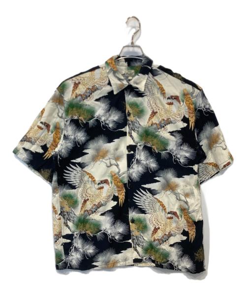 gold（ゴールド）gold (ゴールド) ALOHA SHIRT “KING OF THE SKY”/アロハシャツ「キング・オブ・ザ・スカイ ブラック×ホワイト サイズ:Lの古着・服飾アイテム