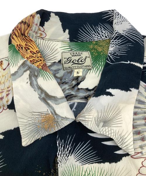 gold（ゴールド）gold (ゴールド) ALOHA SHIRT “KING OF THE SKY”/アロハシャツ「キング・オブ・ザ・スカイ ブラック×ホワイト サイズ:Lの古着・服飾アイテム