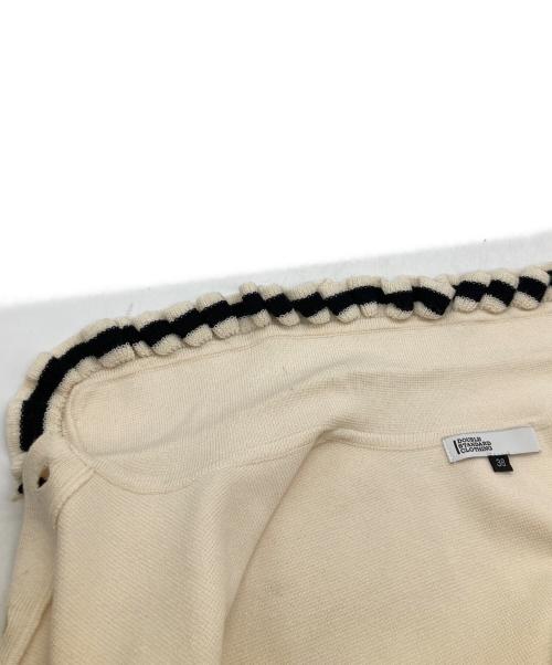 DOUBLE STANDARD CLOTHING（ダブルスタンダードクロージング）DOUBLE STANDARD CLOTHING (ダブルスタンダードクロージング) パフショルダーボーダーニットカーディガン アイボリー×ブラック サイズ:38の古着・服飾アイテム