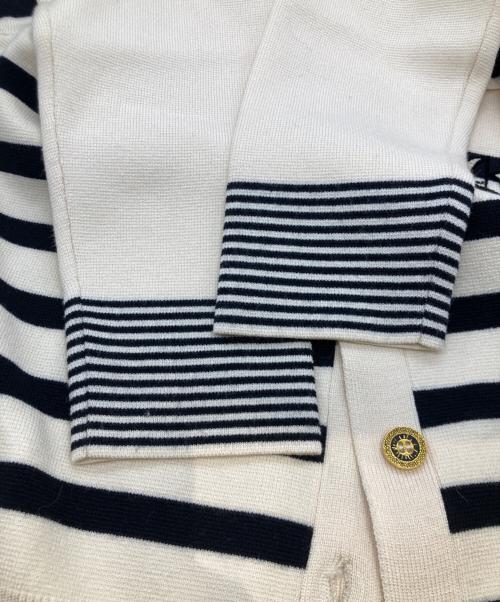 DOUBLE STANDARD CLOTHING（ダブルスタンダードクロージング）DOUBLE STANDARD CLOTHING (ダブルスタンダードクロージング) パフショルダーボーダーニットカーディガン アイボリー×ブラック サイズ:38の古着・服飾アイテム