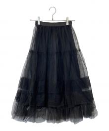 ANAYI チュールティアードギャザー スカート（アナイ）の古着「チュールティアードギャザー スカート102427-11-580-95-340」｜ブラック