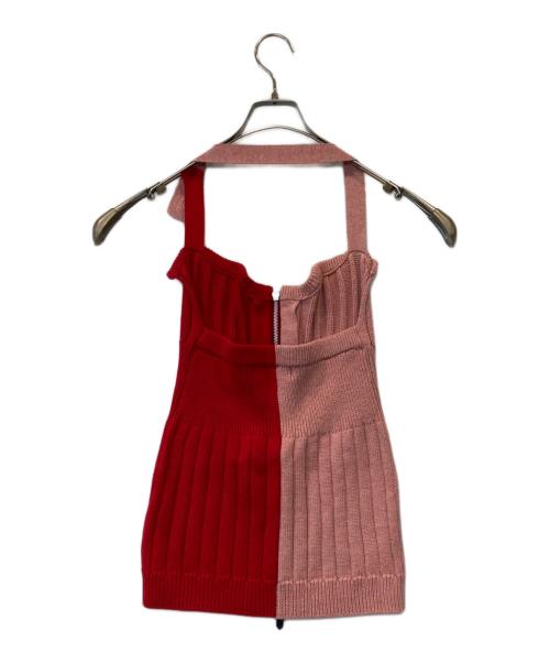 KISHIDAMIKI（キシダミキ）KISHIDAMIKI (キシダミキ) ニットジップビスチェ ピンク×レッド サイズ:Mの古着・服飾アイテム