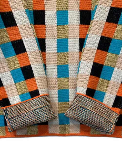 shrimps（シュリンプス）shrimps (シュリンプス) チェック柄ニット オレンジ サイズ:Sの古着・服飾アイテム