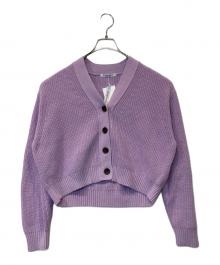 BEAUTY&YOUTH（ビューティーアンドユース）の古着「オーバー Vネック 畦ニット カーディガン 1628-199-0931」｜パープル
