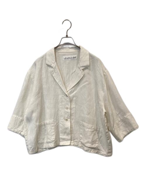 si-si-si comfort（スースースーコンフォート）si-si-si comfort (スースースーコンフォート) ヘヴィリネンＶネックカバーオールジャケット アイボリー サイズ:38の古着・服飾アイテム