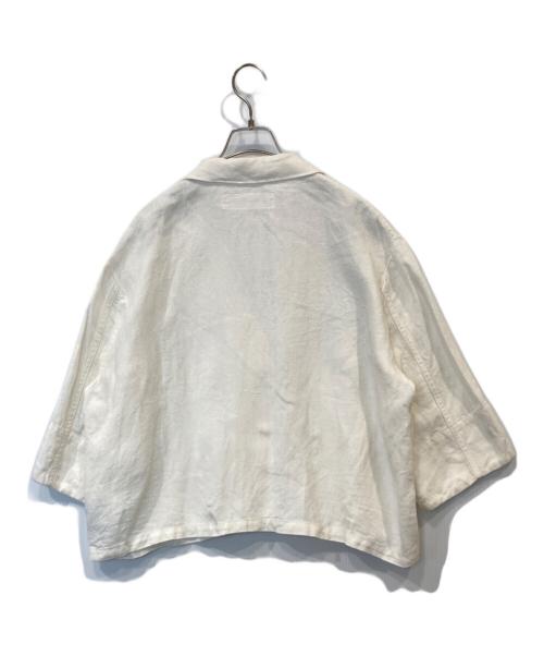 si-si-si comfort（スースースーコンフォート）si-si-si comfort (スースースーコンフォート) ヘヴィリネンＶネックカバーオールジャケット アイボリー サイズ:38の古着・服飾アイテム