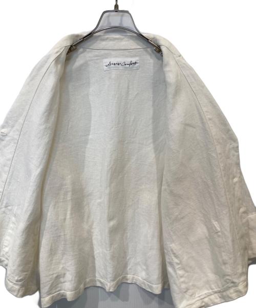 si-si-si comfort（スースースーコンフォート）si-si-si comfort (スースースーコンフォート) ヘヴィリネンＶネックカバーオールジャケット アイボリー サイズ:38の古着・服飾アイテム