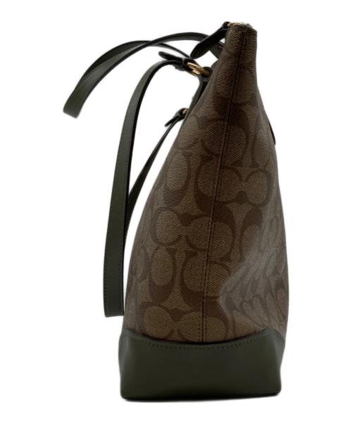 COACH（コーチ）COACH (コーチ) シグネチャートートバッグ F29208 ベージュ×グリーンの古着・服飾アイテム