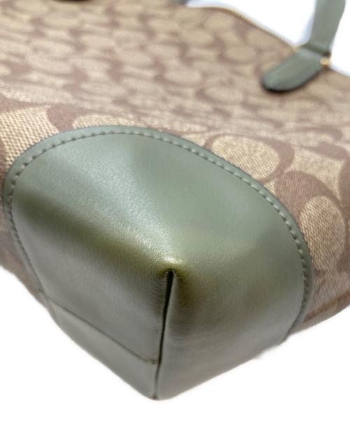 COACH（コーチ）COACH (コーチ) シグネチャートートバッグ F29208 ベージュ×グリーンの古着・服飾アイテム