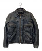 VANSONバンソン）の古着「F レザーライダースジャケット 17455A 10」｜ブラック