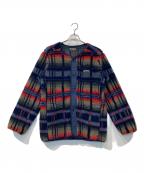 WILD THINGSワイルドシングス）の古着「フラッフィーボアカーディガン　WT22133KY」｜ネイビー×レッド