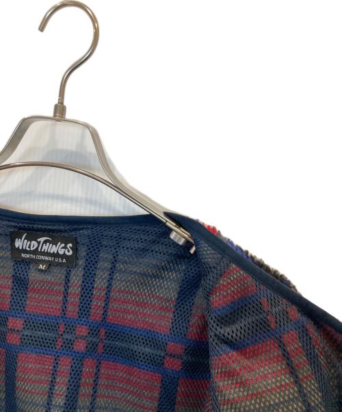 WILD THINGS（ワイルドシングス）WILD THINGS (ワイルドシングス) フラッフィーボアカーディガン　WT22133KY ネイビー×レッド サイズ:Mの古着・服飾アイテム