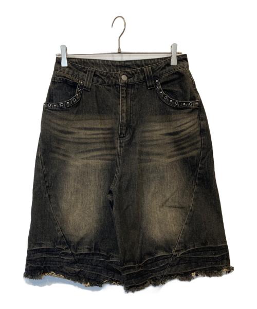 ANDER HUNK（アンダーハンク）ANDER HUNK (アンダーハンク) Overdyed Studed Baggy Jorts オーバーダイド スタデッド バギー ジョーツ ブラック サイズ:Sの古着・服飾アイテム