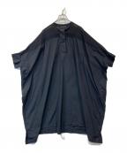 mizuiro-indミズイロインド）の古着「コットン布帛スタンドカラーシアーワイドワンピース」｜ネイビー