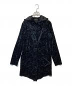 TORNADO MARTトルネードマート）の古着「ベロアクラックフォイルフーデッドカーディガン 631-8222306」｜ブラック