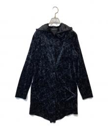 TORNADO MART（トルネードマート）の古着「ベロアクラックフォイルフーデッドカーディガン 631-8222306」｜ブラック