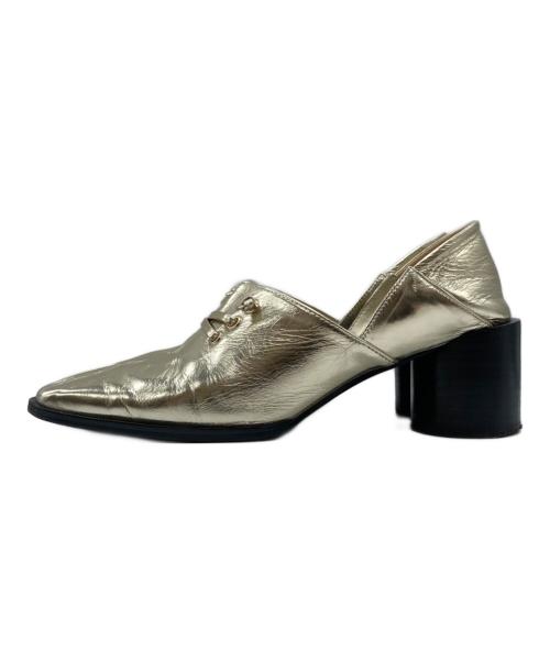 Ameri（アメリ）AMERI (アメリ) 2WAY SQUARE LOAFERS ツーウェイ・スクエア・ローファーズ ゴールド サイズ:Mの古着・服飾アイテム