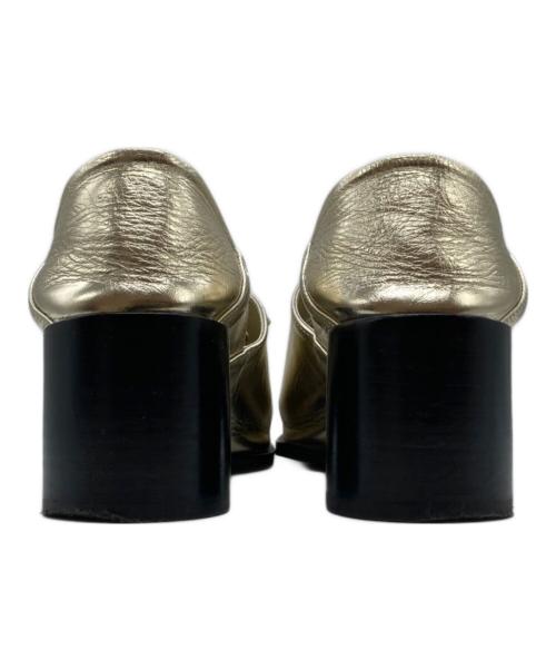 Ameri（アメリ）AMERI (アメリ) 2WAY SQUARE LOAFERS ツーウェイ・スクエア・ローファーズ ゴールド サイズ:Mの古着・服飾アイテム