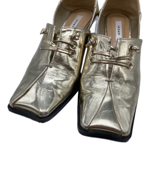 Ameri（アメリ）AMERI (アメリ) 2WAY SQUARE LOAFERS ツーウェイ・スクエア・ローファーズ ゴールド サイズ:Mの古着・服飾アイテム